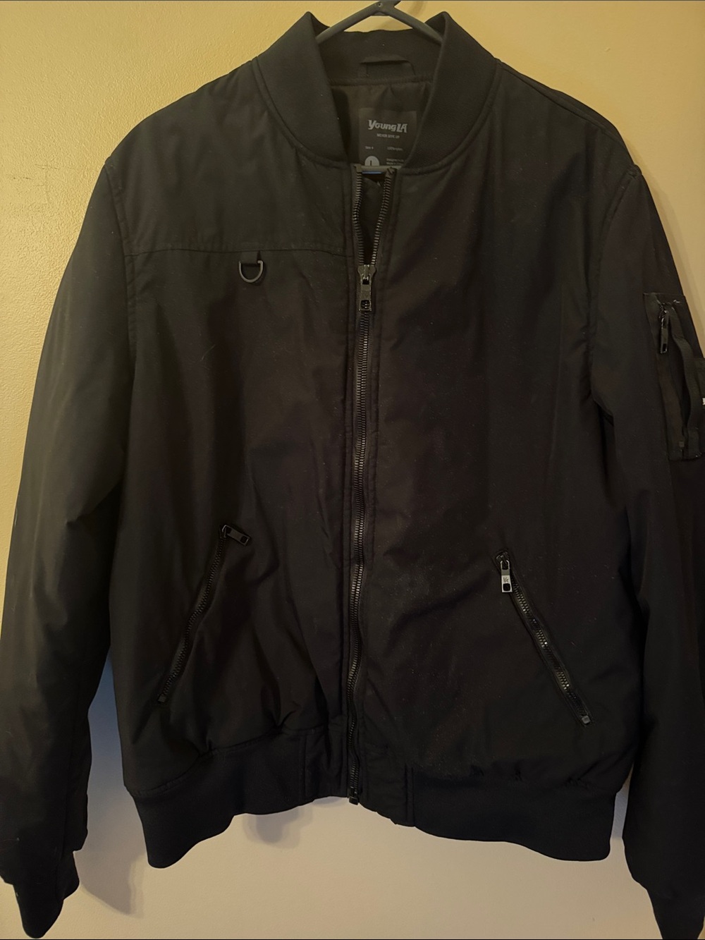YoungLA Black Bomber Jacket with Zip Pockets
